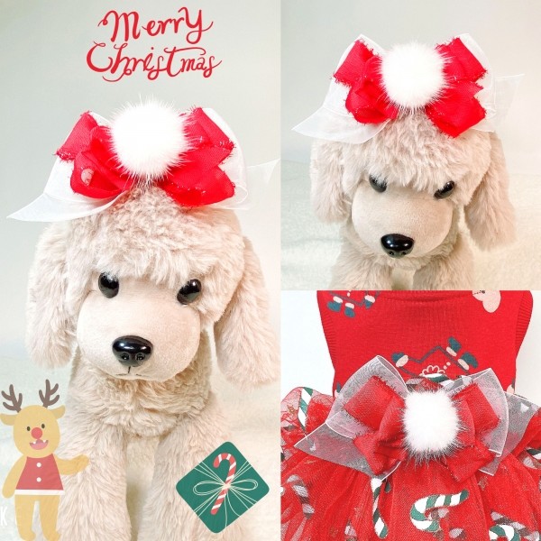 페오펫몰,[감사특가]크리스마스 화이트레이스 강아지 스웻셔츠,애견티셔츠,크리스마스애견옷