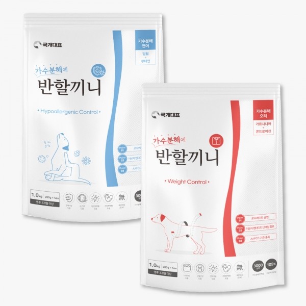페오펫몰,국개대표 강아지사료 반할끼니 오리+연어 가수분해사료 (다이어트+알레르기) 2kg