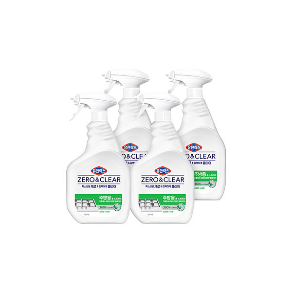 유한락스 제로앤클리어 주방청소용 750ml 4개