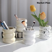 마켓플랜 도넛 다용도 세라믹 화장품 정리 꽂이