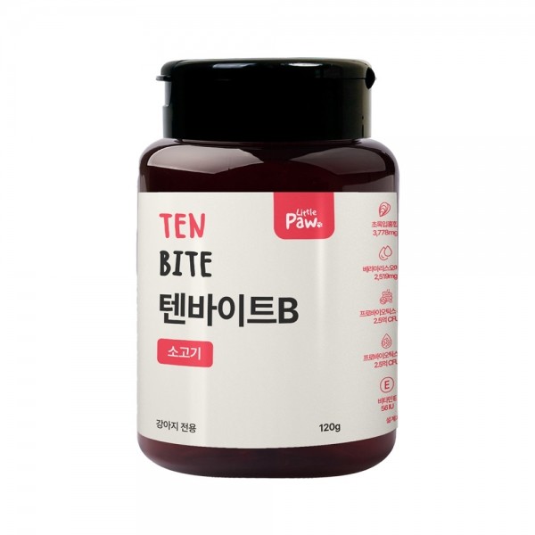 리틀포우 텐바이트 강아지 종합 영양제 전 연령용 소고기, 120g, 1개