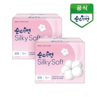 깨끗한나라 순수한면 생리대 실키소프트 중형 16개입 2팩