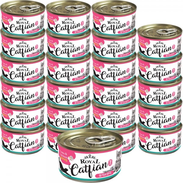 페오펫몰,로얄캣피앙 참치+연어 80gX24개 고양이 캔