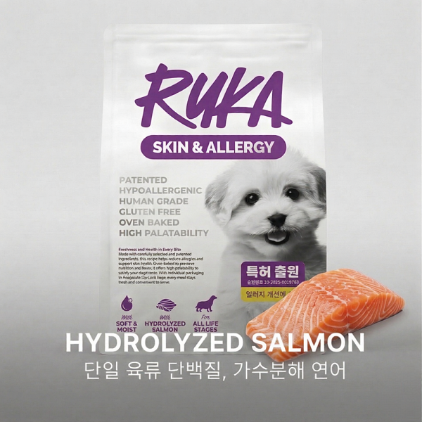 페오펫몰,[추가 할인] 루카 스킨 앤 알러지 강아지 가수분해 연어 눈물 소프트 사료 1kg, 3개