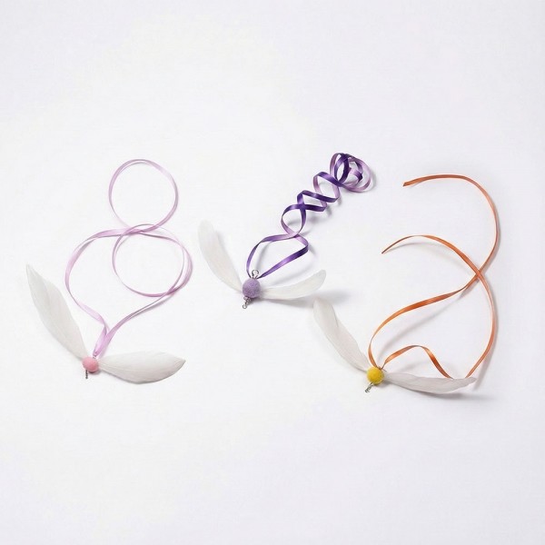 페오펫몰,크레용펫 빙글빙글 리본 회전 깃털 낚시대 리필(3color_랜덤)