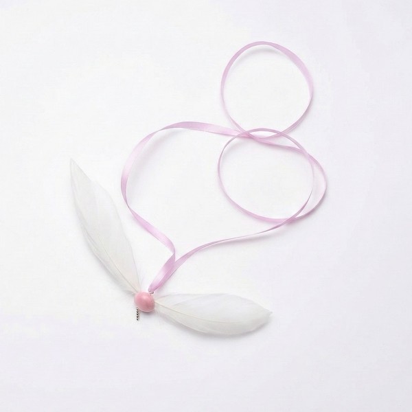 페오펫몰,크레용펫 빙글빙글 리본 회전 깃털 낚시대 리필(3color_랜덤)