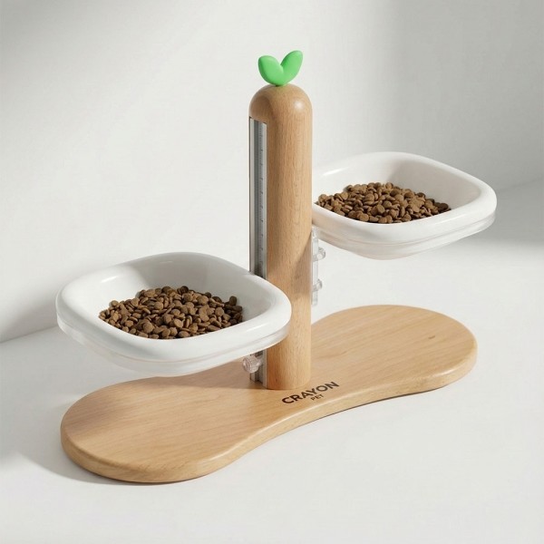 페오펫몰,크레용펫 프리미엄 맞춤핏 듀얼볼 높이조절 식기