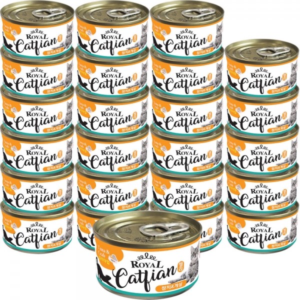 페오펫몰,로얄캣피앙 참치+게살 80gX24개 고양이 캔