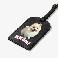 [엔젤드로잉] 반려동물 강아지 고양이 사진 그림 커스텀 주문제작 라운드 가죽 네임택