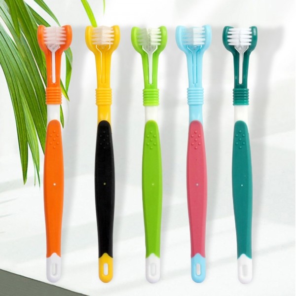 페오펫몰,레드퍼피 멍닥터3D애견칫솔 (3P-색상랜덤) 강아지구강건강 칫솔 양치도구