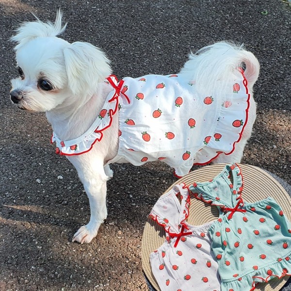 페오펫몰,딸기프릴원피스 강아지옷 실내복 강아지명품옷 애견옷