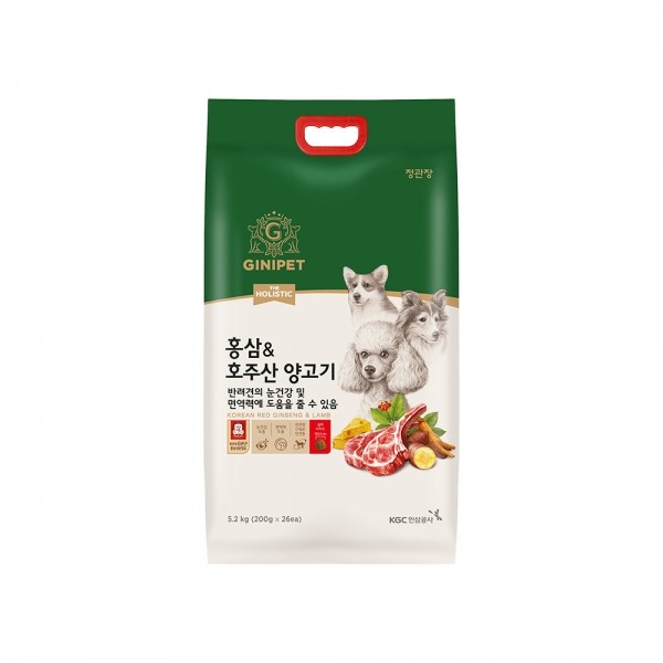 페오펫몰,정관장 지니펫 더홀리스틱 홍삼사료 5.2kg 3종 중 택 1(연어/오리/양고기)