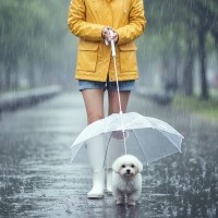 예보들 강아지 우산 강아지산책 거꾸로우산 코스프레