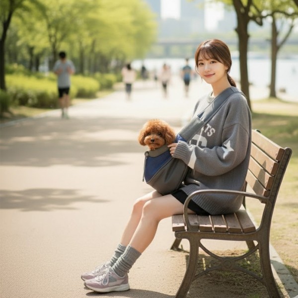 페오펫몰,예보들 대형견 슬링백 이동가방 48cm 강아지 이동장