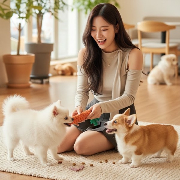 페오펫몰,튼튼한 면로프 강아지 노즈워크 당근 장난감 치석제거 터그놀이