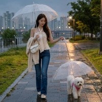 예보들 강아지 우산 강아지산책 거꾸로우산 코스프레