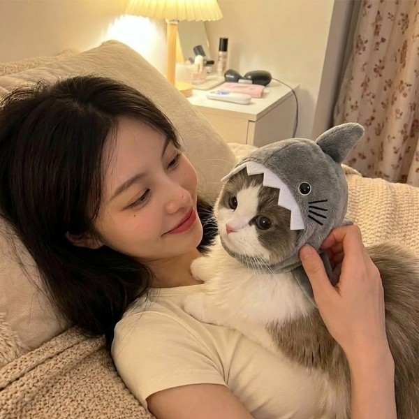 [반려동물] 귀여운 상어 인형 펫 모자 강아지 고양이 공용 코스튬 소품