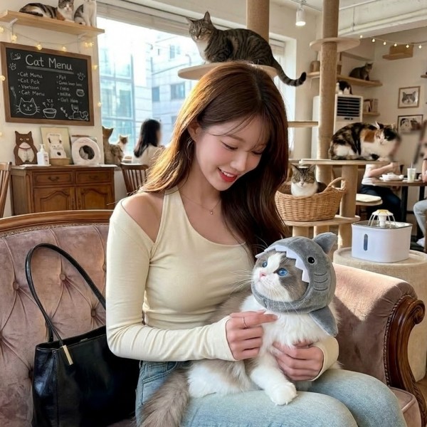 페오펫몰,[반려동물] 귀여운 상어 인형 펫 모자 강아지 고양이 공용 코스튬 소품