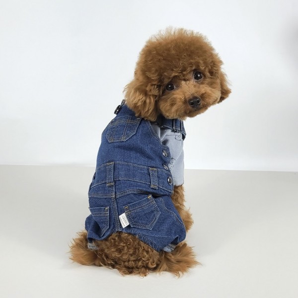 페오펫몰,그루밍독 반려동물 빈티지 데님 오버롤 & 스커트 S-2XL, 1 colors