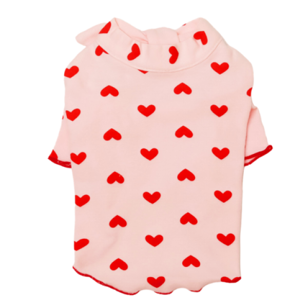 페오펫몰,[꽃길특가] 그루밍독 반려동물 강아지 하트 타이 티셔츠 포인트 패턴 티셔츠 S~2XL, 3 colors