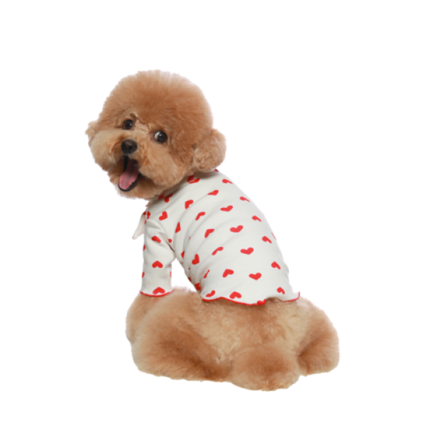 페오펫몰,[꽃길특가] 그루밍독 반려동물 강아지 하트 타이 티셔츠 포인트 패턴 티셔츠 S~2XL, 3 colors