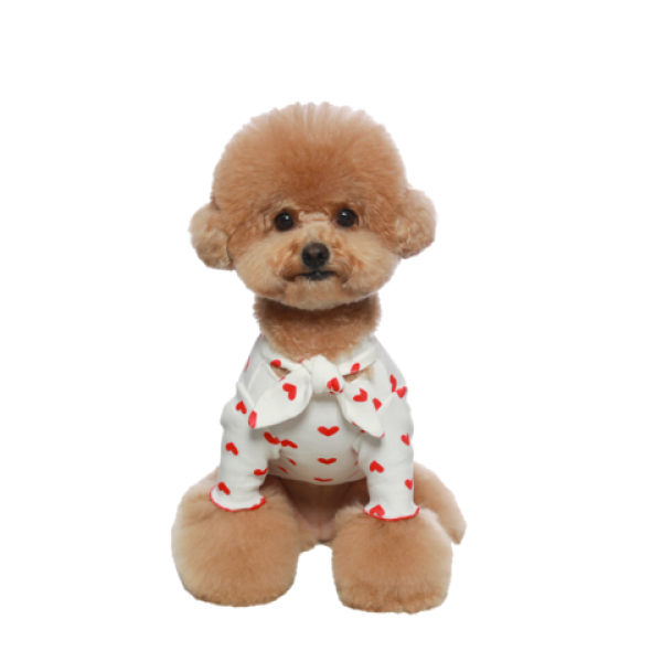 페오펫몰,[꽃길특가] 그루밍독 반려동물 강아지 하트 타이 티셔츠 포인트 패턴 티셔츠 S~2XL, 3 colors