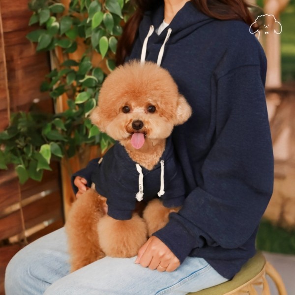 페오펫몰,그루밍독 반려동물 커플룩 기모 무지 후드티 S-2XL, 2colors & 견주용 후드
