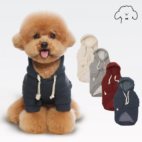 페오펫몰,그루밍독 반려동물 커플룩 기모 무지 후드티 S-2XL, 2colors & 견주용 후드