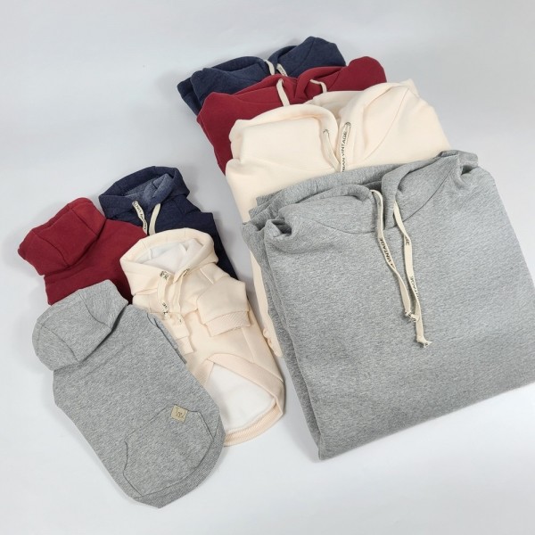 페오펫몰,그루밍독 반려동물 커플룩 기모 무지 후드티 S-2XL, 2colors & 견주용 후드