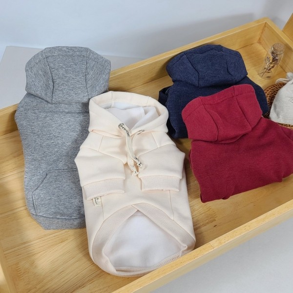 페오펫몰,그루밍독 반려동물 커플룩 기모 무지 후드티 S-2XL, 2colors & 견주용 후드