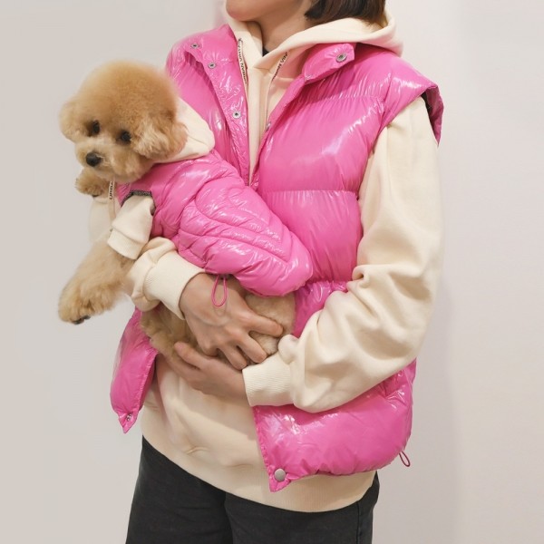 페오펫몰,그루밍독 반려동물 커플룩 하트 패딩 조끼 자켓 S-2XL, 3colors & 견주용 패딩조끼