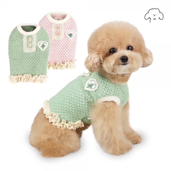 그루밍독 반려동물 트리플 플라워 간절기 니트 S-2XL, 2colors