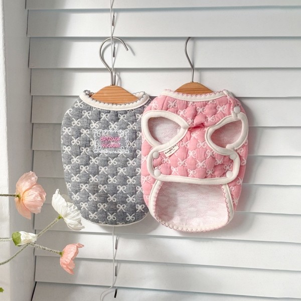 페오펫몰,그루밍독 반려동물 리본 누빔 조끼 S-2XL, 2 colors