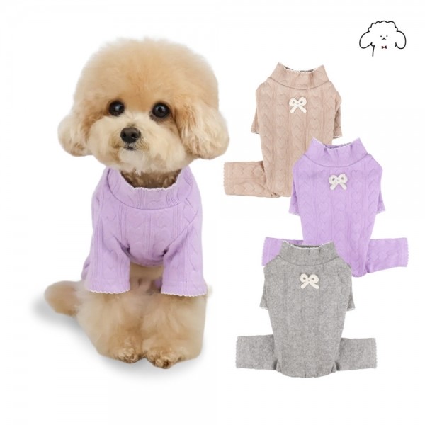 그루밍독 반려동물 하트 골지 올인원 S-XL, 3colors