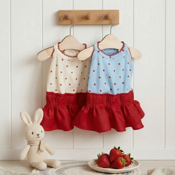 페오펫몰,그루밍독 반려동물 레드도트 원피스 S-XL, 2 colors