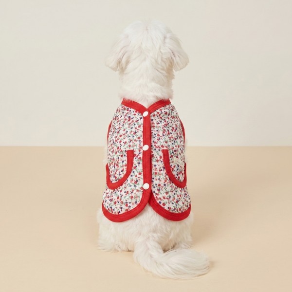 페오펫몰,그루밍독 반려동물 할매꽃동산 조끼 촌캉스룩 S-2XL, 2 colors