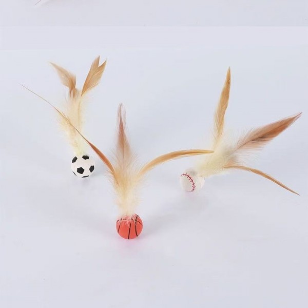 페오펫몰,네오짱 고양이 장난감 공놀이 탄력 탱탱볼&깃털 10개 1세트