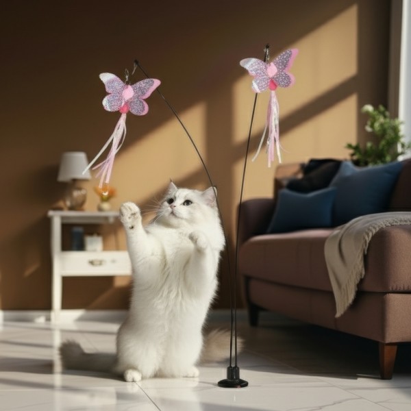 페오펫몰,레토 2in1 고양이 낚시대 장난감 흡착판 깃털 세트 LPT-FT04