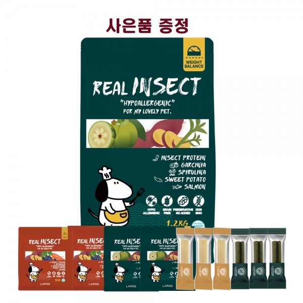 페오펫몰,[IMI] 라포그 리얼 인섹트 사료 1.2kg+200g 추가 또는 라포그껌 3P 증정