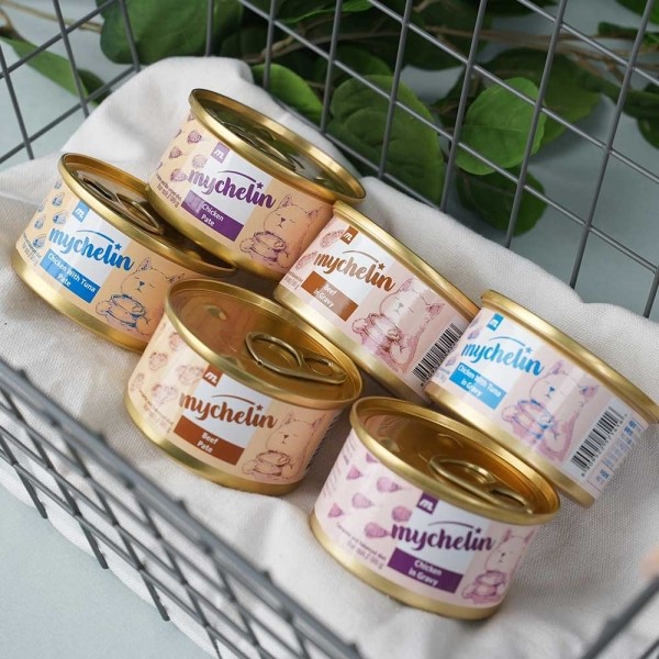페오펫몰,마이베프 고양이 주식캔 마이슐랭 사료 (파테 타입) 80g 3가지 맛