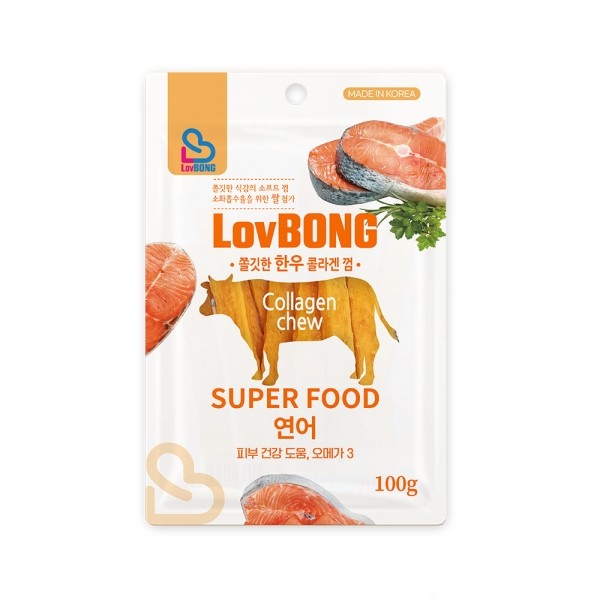 쫄깃한 한우 콜라겐 말랑껌 연어 100g