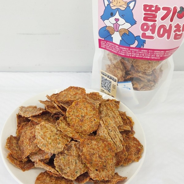 페오펫몰,쿠즈펫 딸기연어칩 55g 건조간식 강아지 과일 저알러지 야채 영양 수제 간식