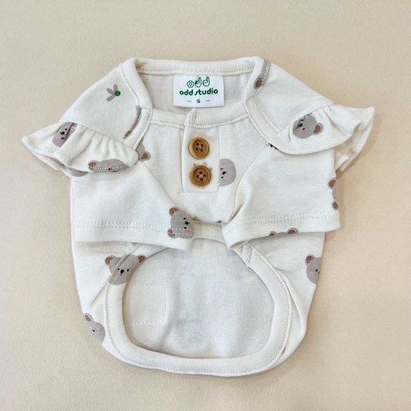 페오펫몰,[오드펫]프릴베베 티셔츠 허니베어 (2COLOR)