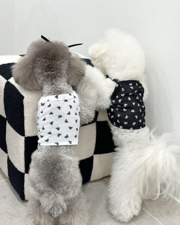 페오펫몰,디어아지 리본 크롭 나시 티 _블랙