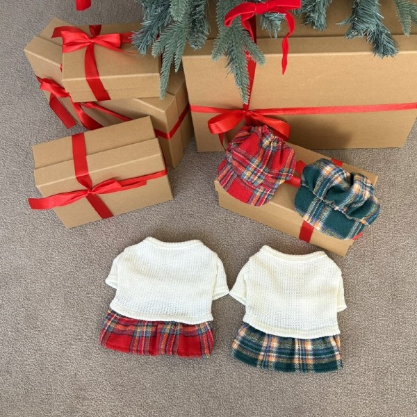 [해피댕댕] 니트체크 호박모자&원피스 / 강아지 스쿨룩 S-2XL