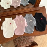 [해피댕댕] 무지하트폴라티 / 강아지 겨울 기모 이너티셔츠 S-2XL