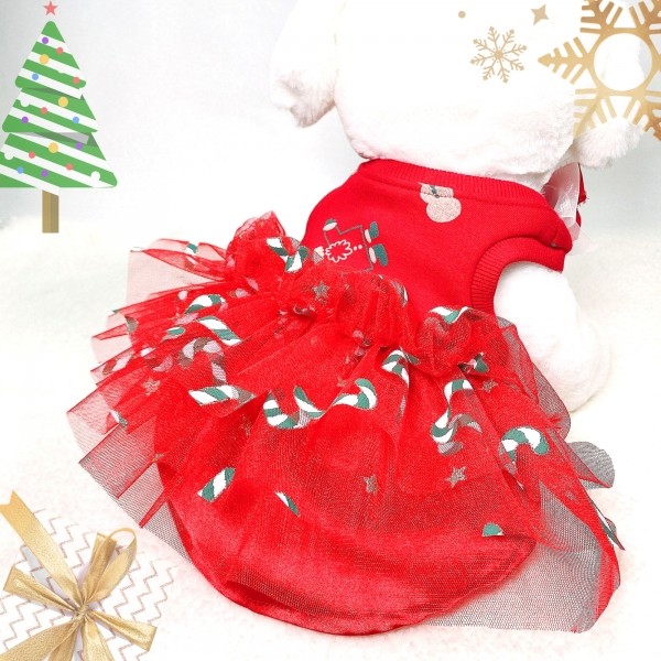 페오펫몰,[감사특가]플로피이얼스,크리스마스 레드켄디 강아지드레스,애견원피스
