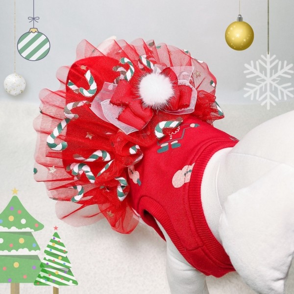 페오펫몰,[감사특가]플로피이얼스,크리스마스 레드켄디 강아지드레스,애견원피스