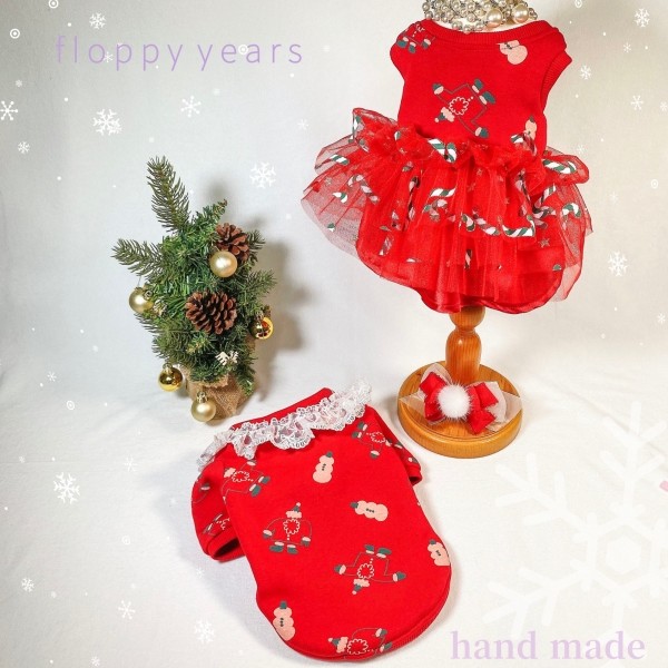 페오펫몰,플로피이얼스,크리스마스 강아지 스웻셔츠,레드 애견티셔츠