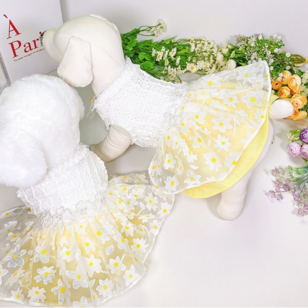 페오펫몰,[감사특가]플로피이얼스,카밀리아 화이트드레스,강아지원피스